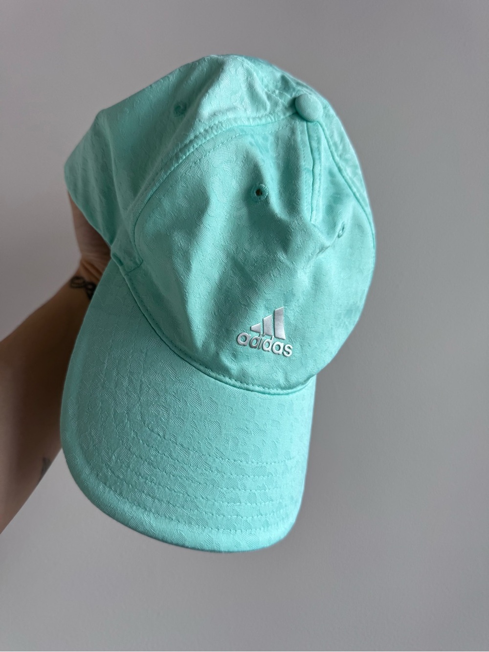 adidas Mint Green Women's Baseball Cap with muted leopard print